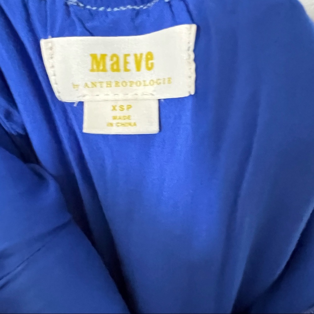 Anthro- Maeve Royal Blue Tank Dress Tie Up at Back Sz XS Petite - Picture 2 of 7
